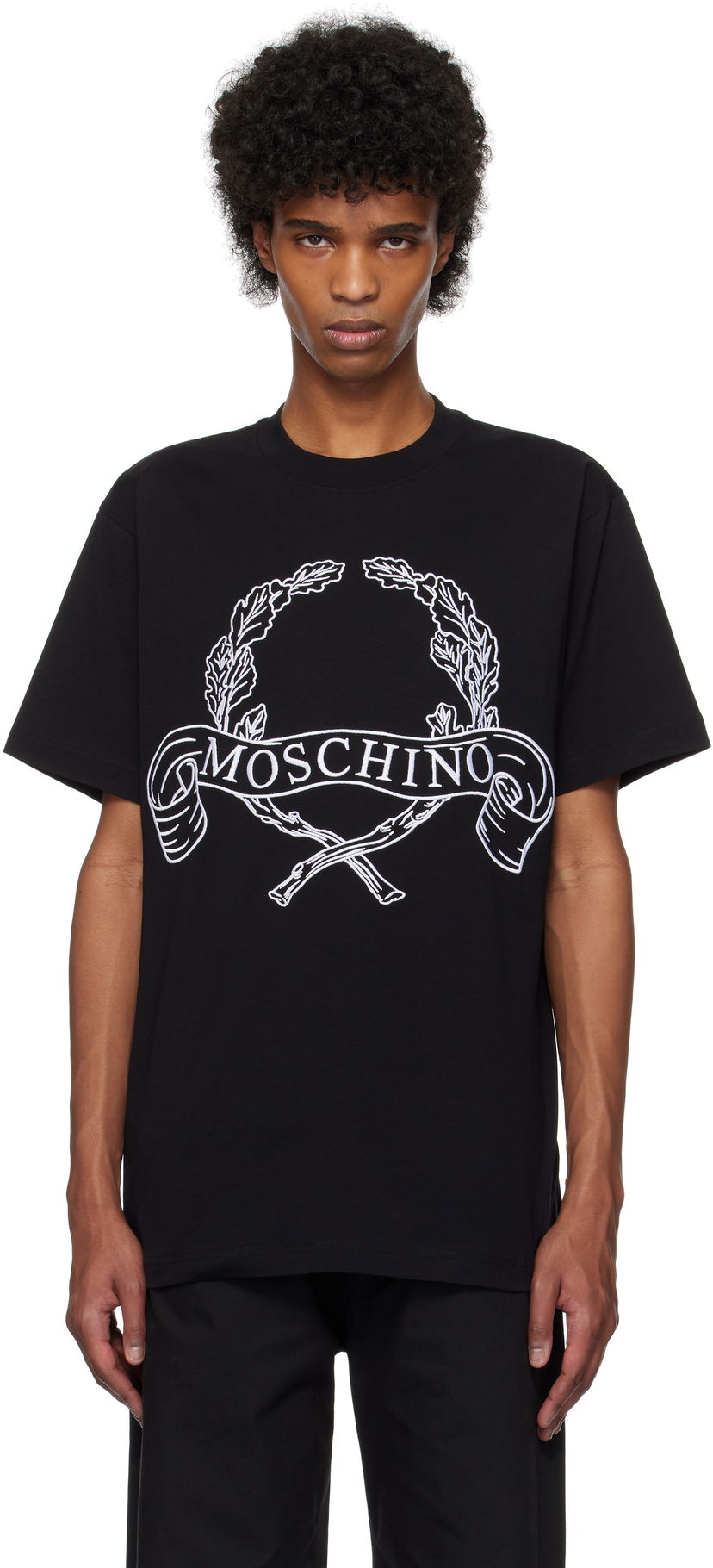 T-shirt Moschino Moschino Laurel Crown Embroidered T-Shirt Sort | 251ZZA072202411555