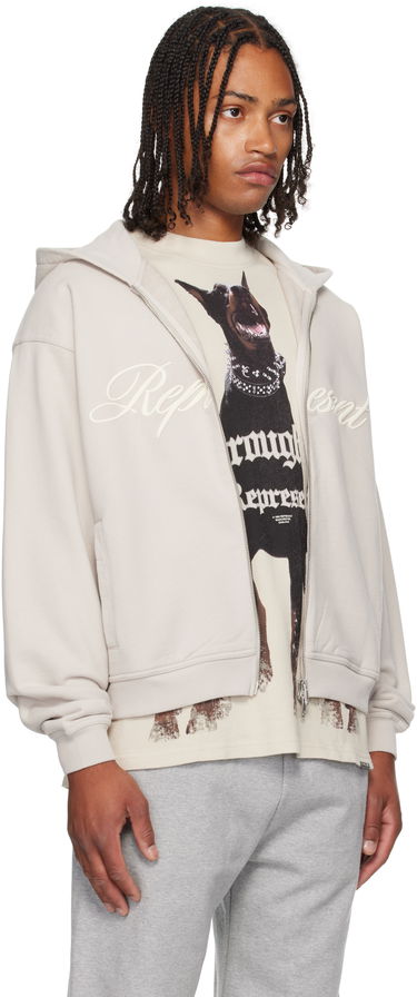 Sweatshirt Represent Clo Represent Script Logo Zip Hoodie Beige | MLM100025, 1