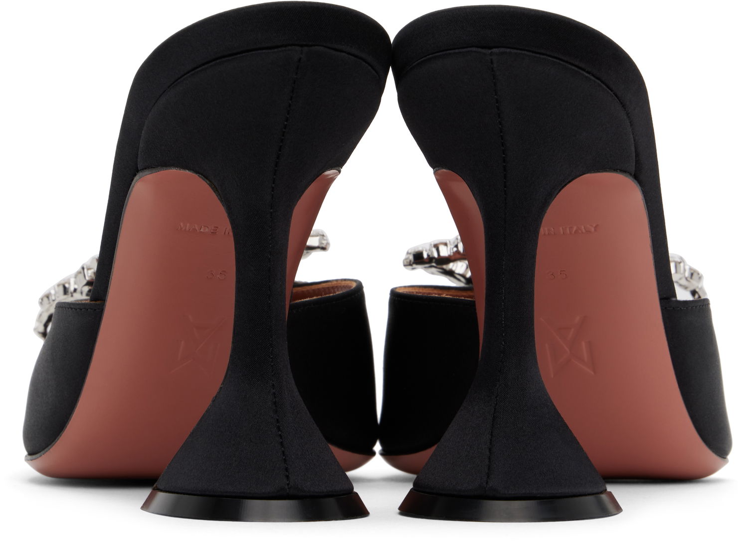 Tilbehør Amina Muaddi Amina Muaddi Rosie Slipper Heeled Sandals Sort | ROSIE SLIPPER CL SATIN, 1