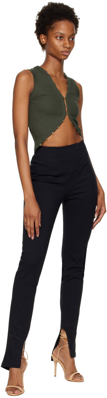 Tanktop Dion Lee Hook & Eye Ribbed Tank Top Grøn | C3075F22, 3