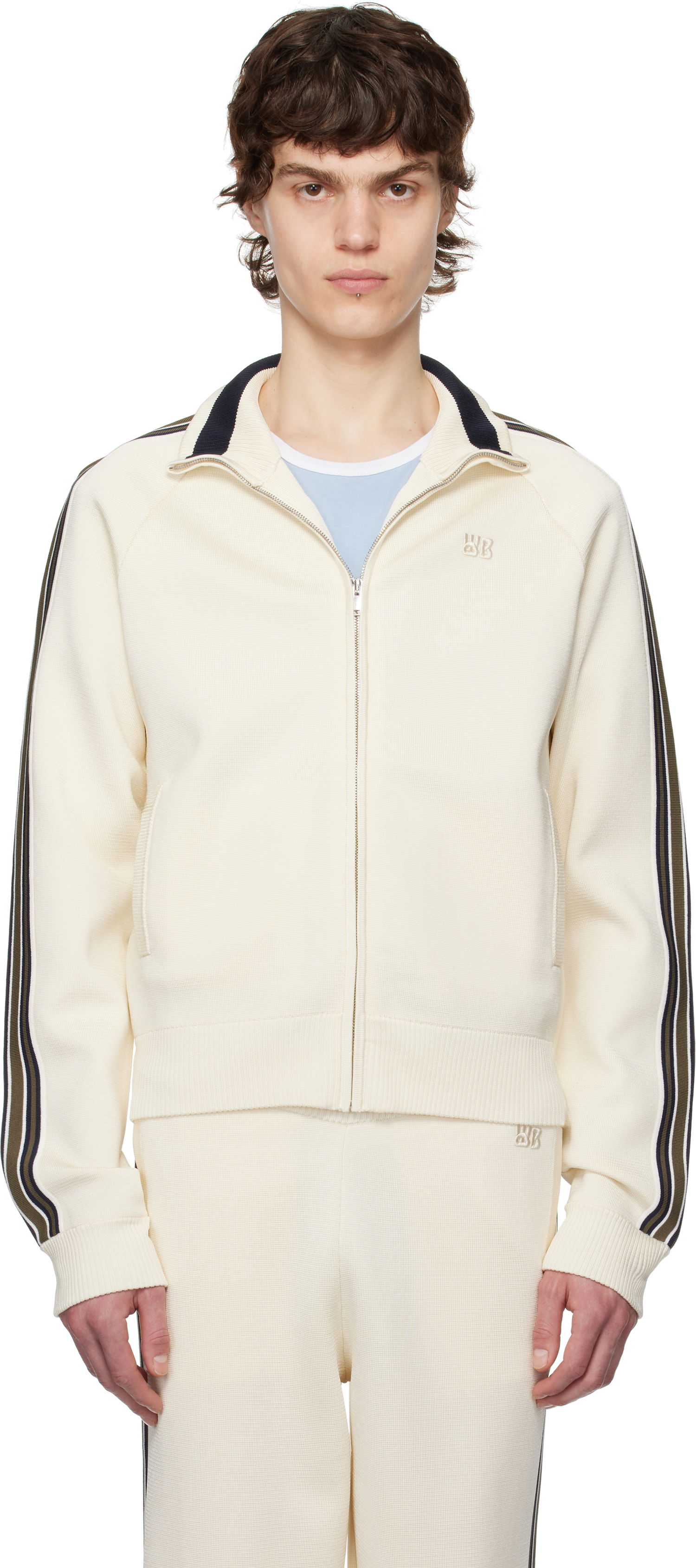 Træningsdragt Wales Bonner Wales Bonner Tide Track Jacket Hvid | US25KN34-KN05-100 BRIGHT RAYON, 0