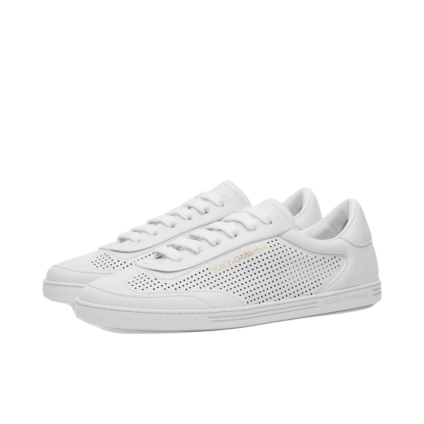 Sneakers og sko Dolce & Gabbana Saint Tropez Perforated Leather Sneakers Hvid | CS2256AR837-89642
