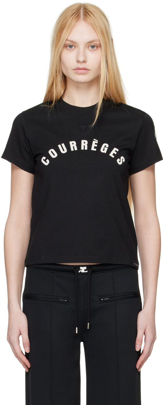 T-shirt Courrèges Straight Logo T-Shirt Sort | 124JTS006JS0112, 0