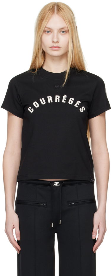 T-shirt Courrèges Straight Logo T-Shirt Sort | 124JTS006JS0112, 0