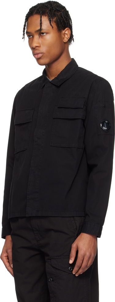 Skjorte C.P. Company C.P. Company Organic Gabardine Utility Lens Shirt Sort | 18CMSH128A-110143G, 3