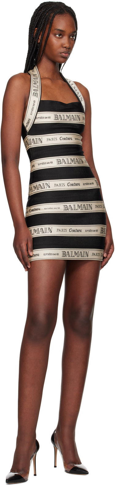Kjole Balmain Balmain Jacquard Halterneck Minidress Sort | EF1R5088JJ95, 3