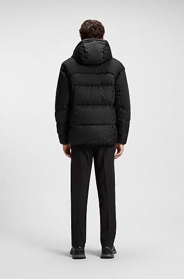 Puffer jakke BOSS Water-repellent Down-Filled Jacket with Detachable Hood Sort | 50548693, 1