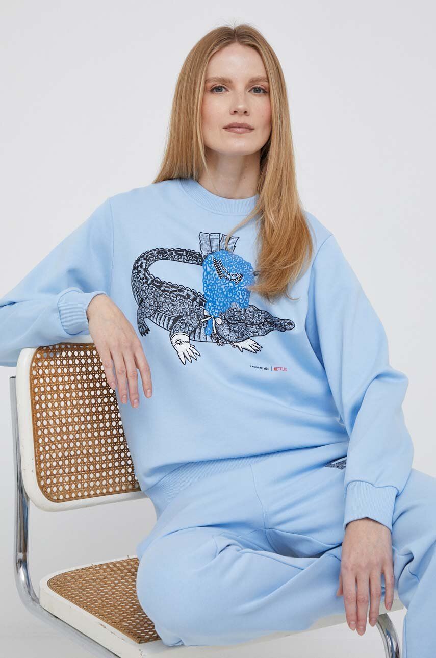 Sweatshirt Lacoste x Netflix Loose Fit Organic Cotton Sweatshirt Blå | SF7564, 0
