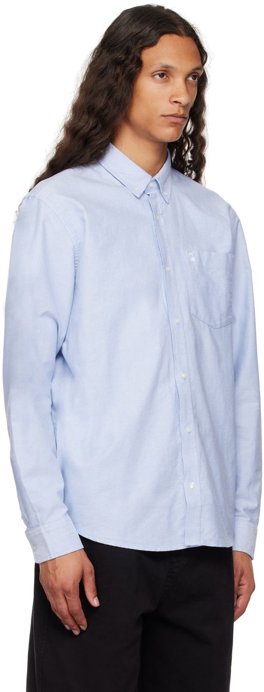 Skjorte Carhartt WIP Embroidered Logo Oxford Shirt Blå | I030799, 1