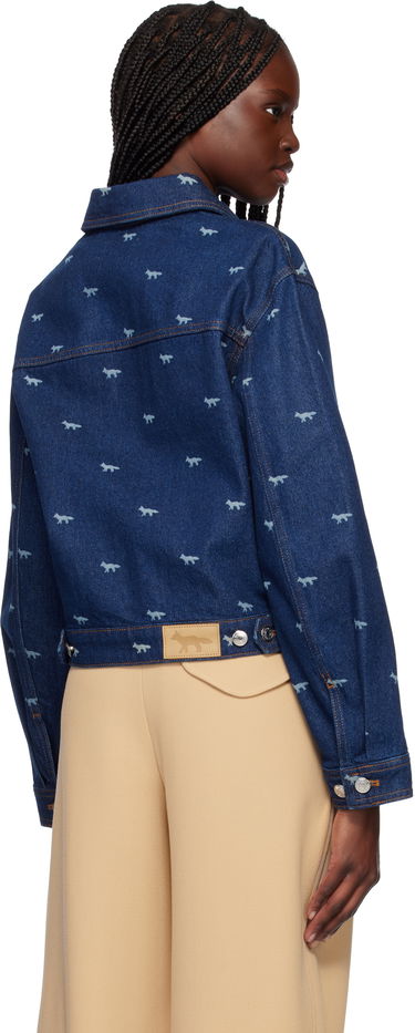 Bomberjakke MAISON KITSUNÉ Maison Kitsuné Zipped Cropped Denim Jacket Blå | OW02104WD4014, 2