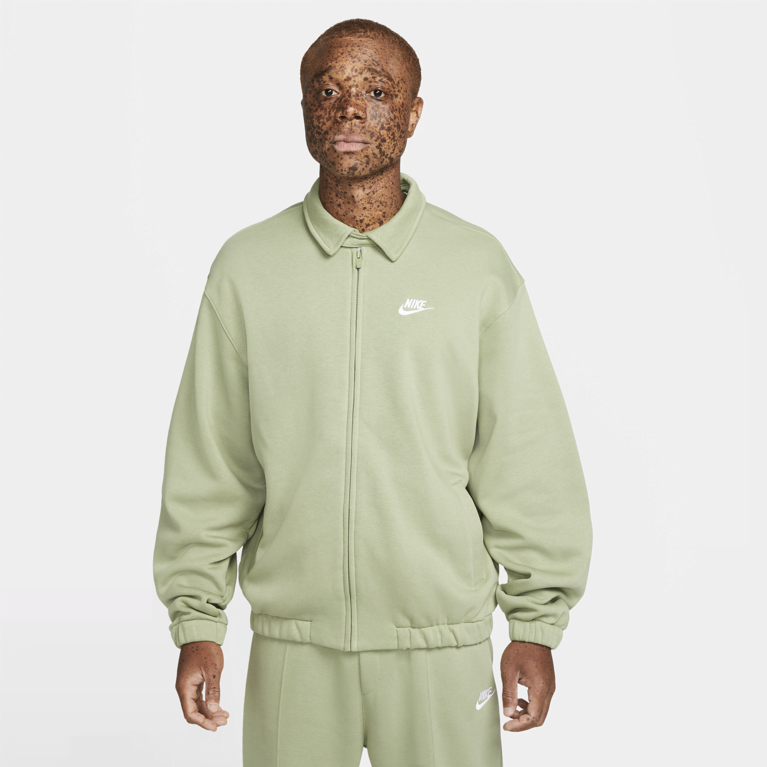 Jakke Nike Club Fleece Harrington Jacket Grøn | DX0539-386, 0