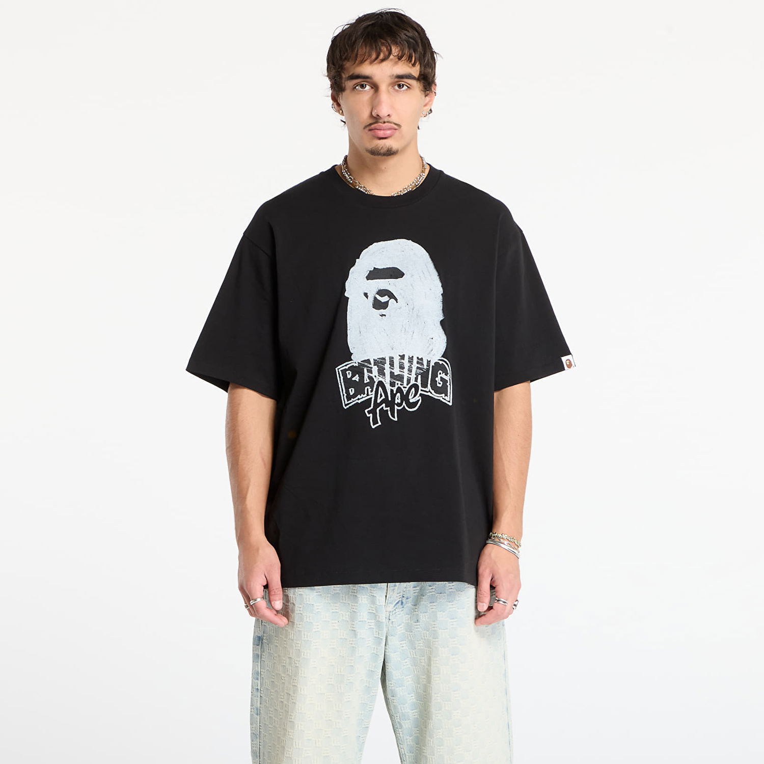 T-shirt BAPE Hand Drawn Ape Head Relaxed Fit T-Shirt Sort | 001TEL801333MBLK, 0