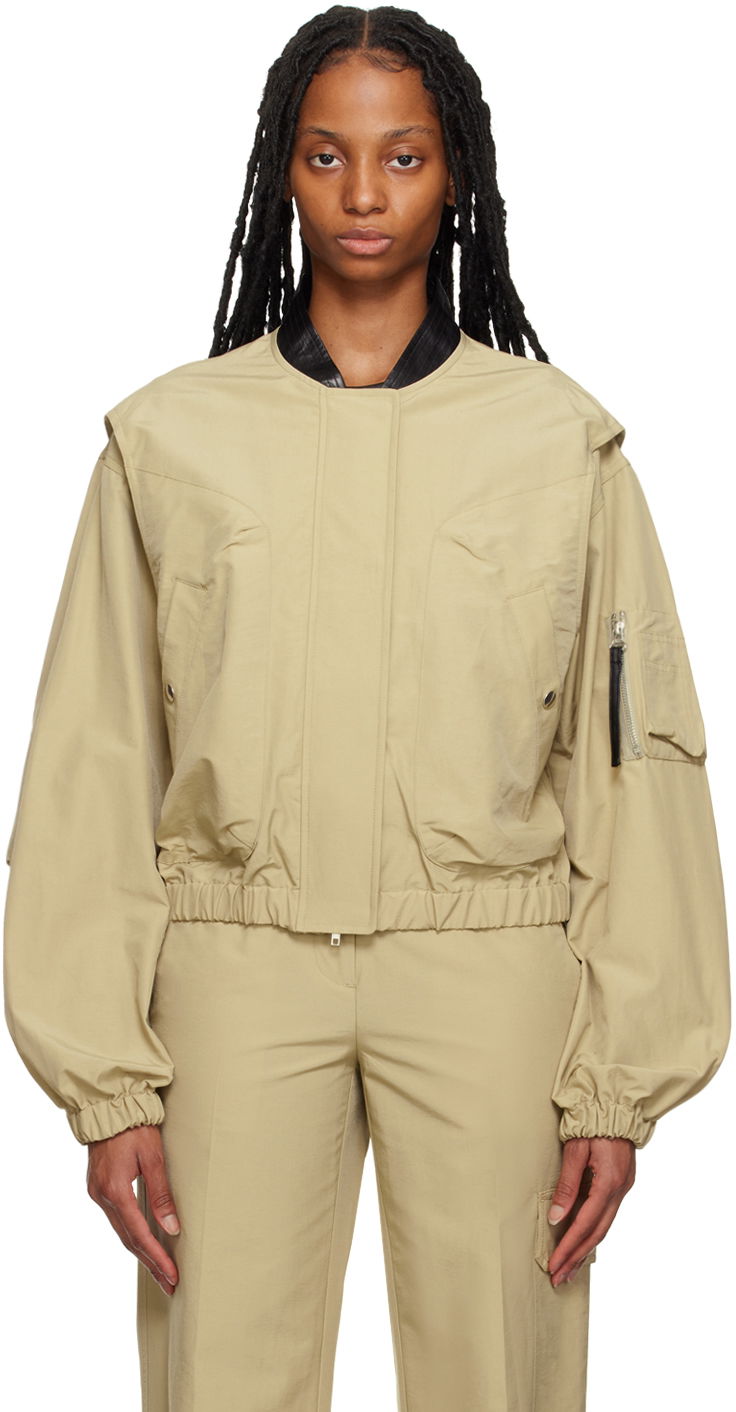 Bomberjakke Helmut Lang Helmut Lang Oversized Bomber Jacket Beige | N02HW402