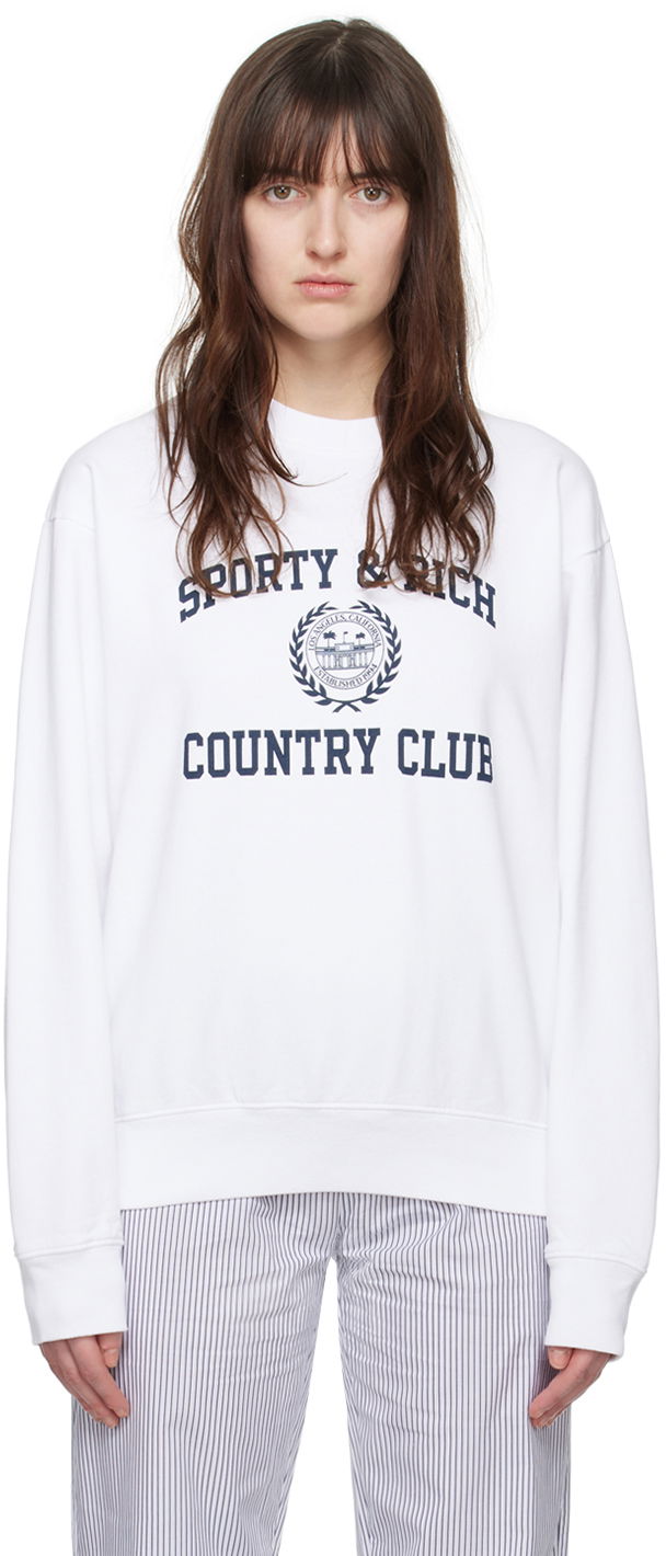 Sweatshirt Sporty & Rich Varsity Crest Sweatshirt Hvid | CRAW2355WH, 0