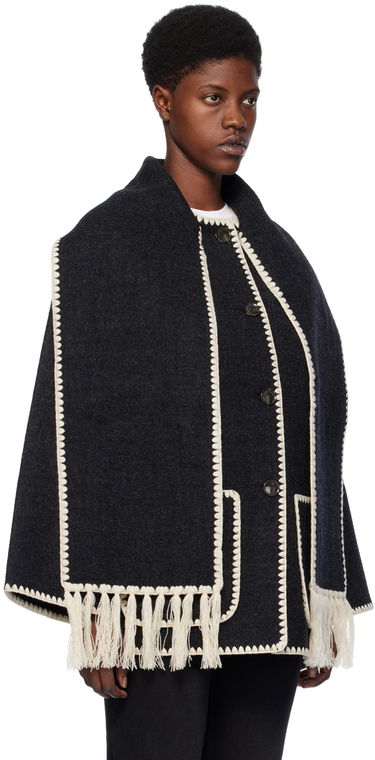 Tørklæde TOTEME Embroidered Wool-Blend Cape Sort | 221-117-709, 1