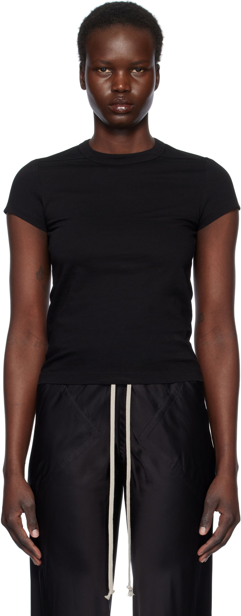 T-shirt Rick Owens Rick Owens Hollywood Cropped Level T-Shirt Sort | RP01E7235 JA