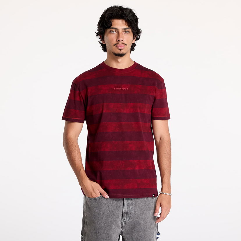 T-shirt Tommy Hilfiger Regular Classic Overdyed Tee Deep Rouge/ Heritage Pink Stripe Rød | DM0DM19732 VLP