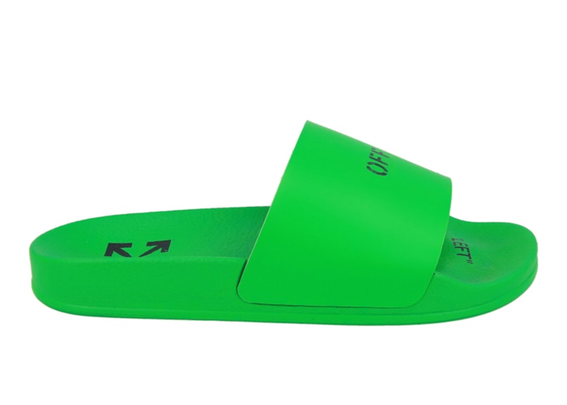 Sneakers og sko Off-White Logo Pool Slides Green W Grøn | OMIC004S22MAT0015500, 0