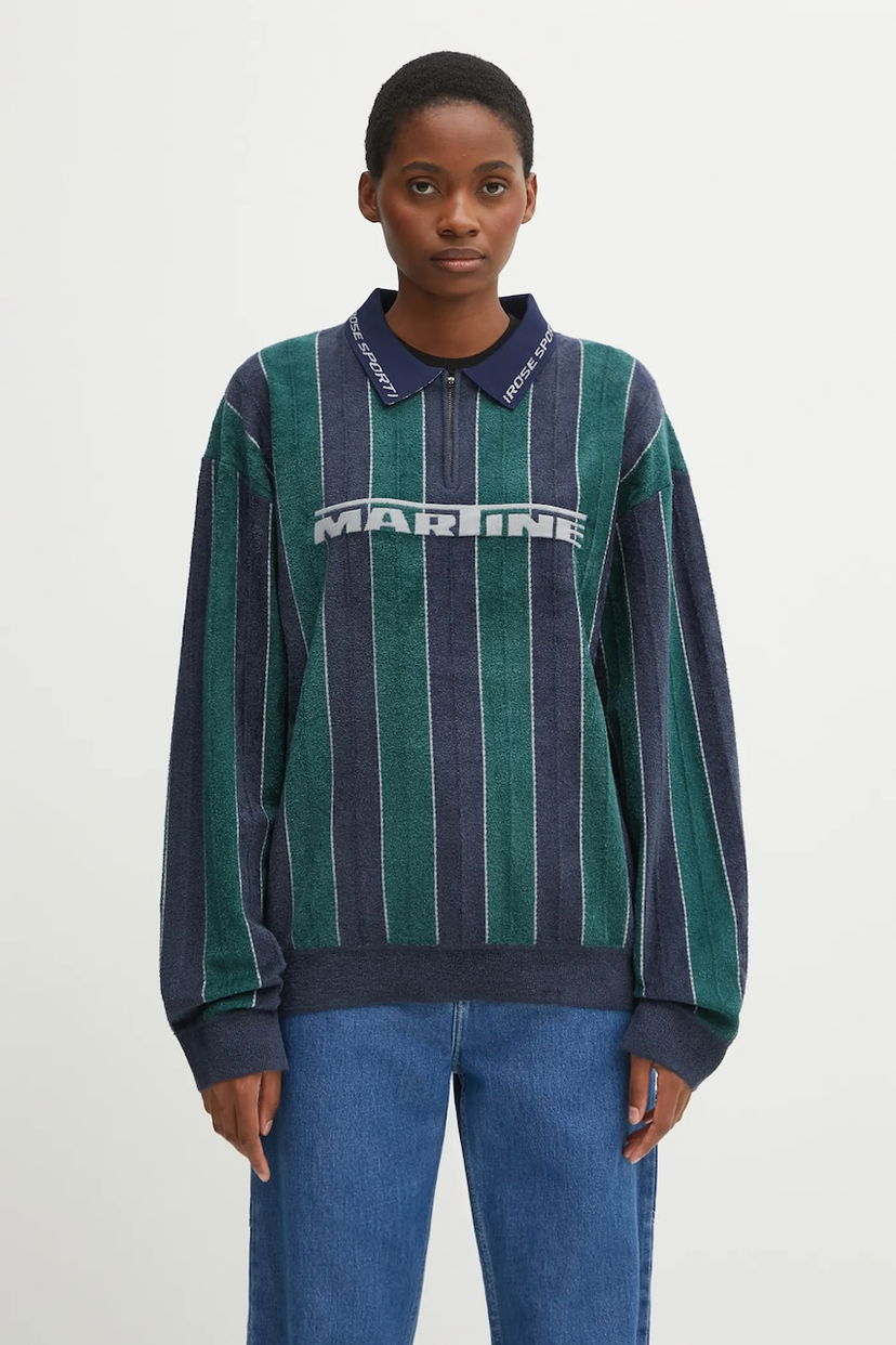 Sweatshirt Martine Rose Martine Rose Sporty Logo Striped Long-Sleeved Polo Sweatshirt Flerfarvet | 981YA20407