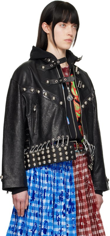 Jakke Chopova Lowena Chopova Lowena Studded Cropped Leather Jacket Sort | 5301, 1