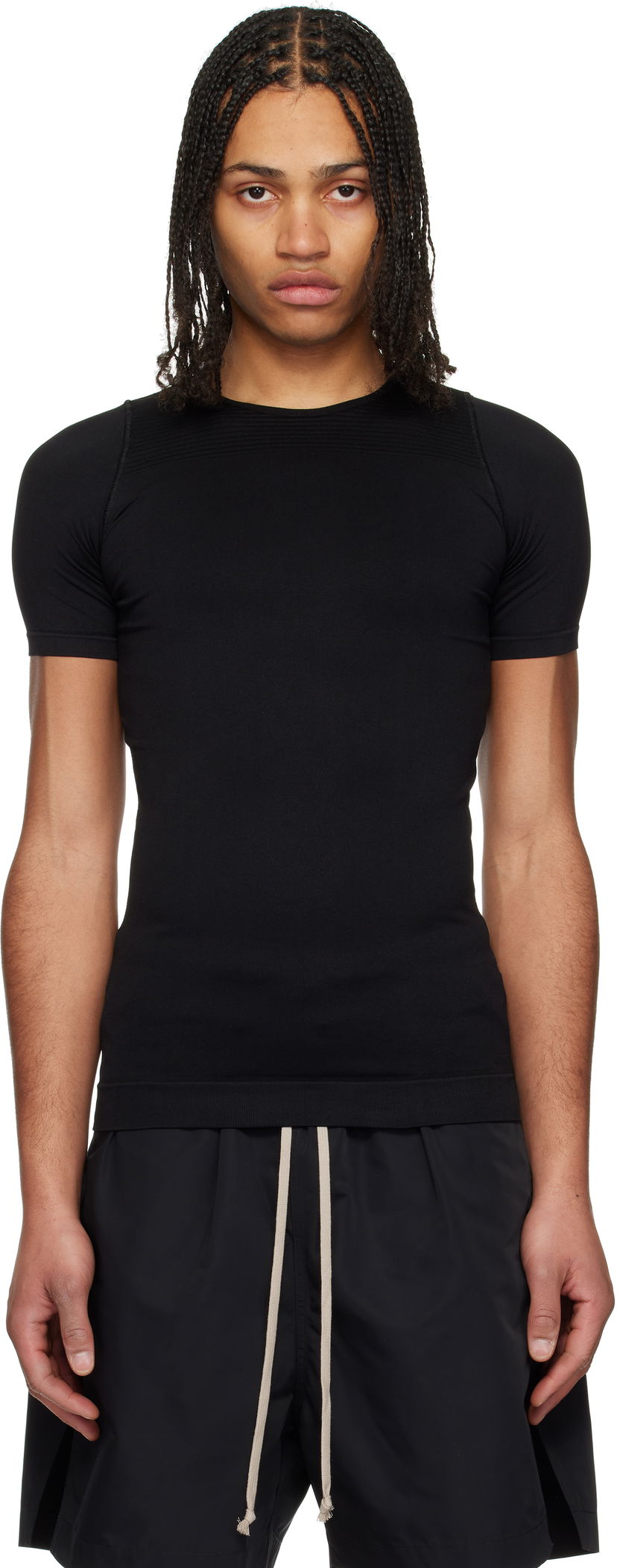 T-shirt Rick Owens Rick Owens Hollywood Active Knit Short Sleeve T-Shirt Sort | RU01E5692 KSP
