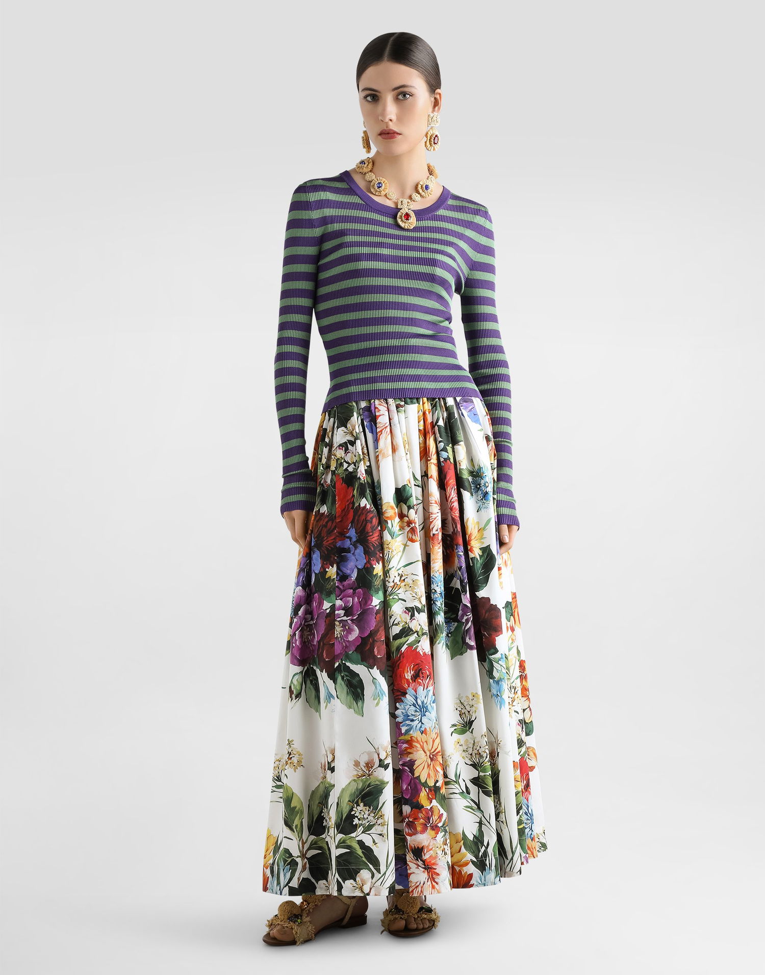 Nederdel Dolce & Gabbana Dolce & Gabbana Bouquet Flower-print Wide Skirt Flerfarvet | F4C6QTHS5TRHA5PC, 1