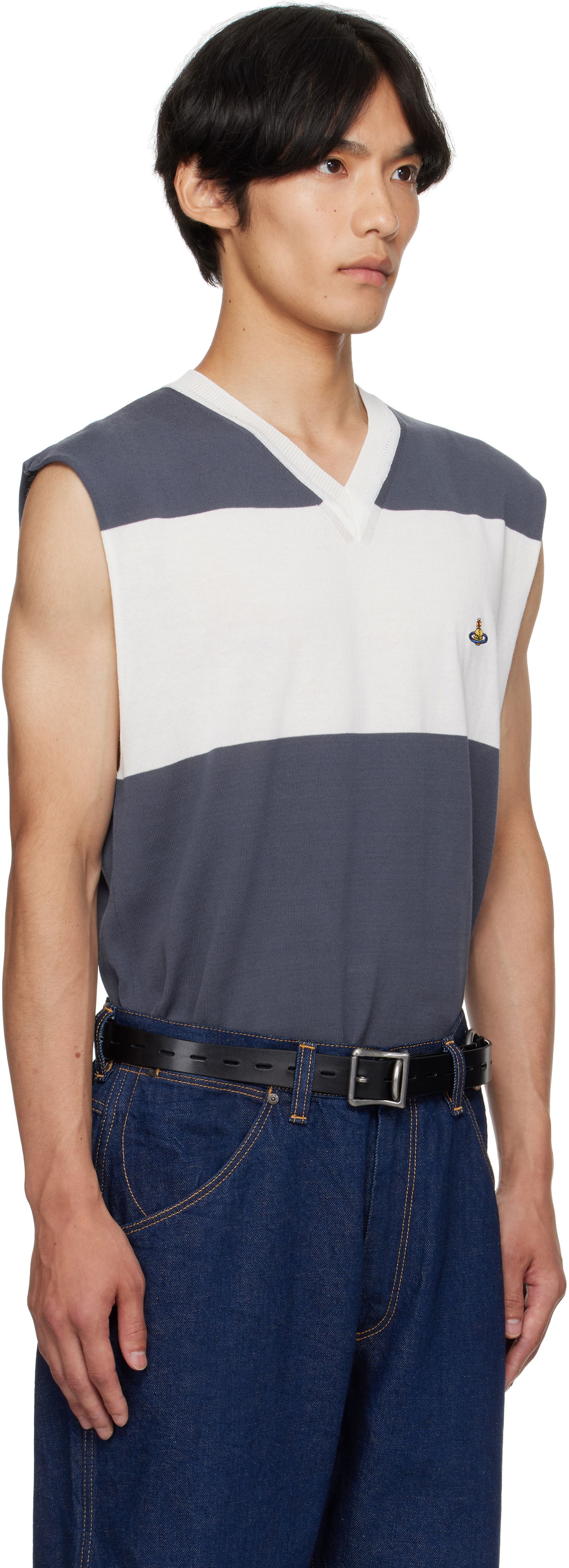 Sweater Vivienne Westwood Vivienne Westwood Ollie Striped Sweater Vest Grå | 2701002J-Y003F-, 1