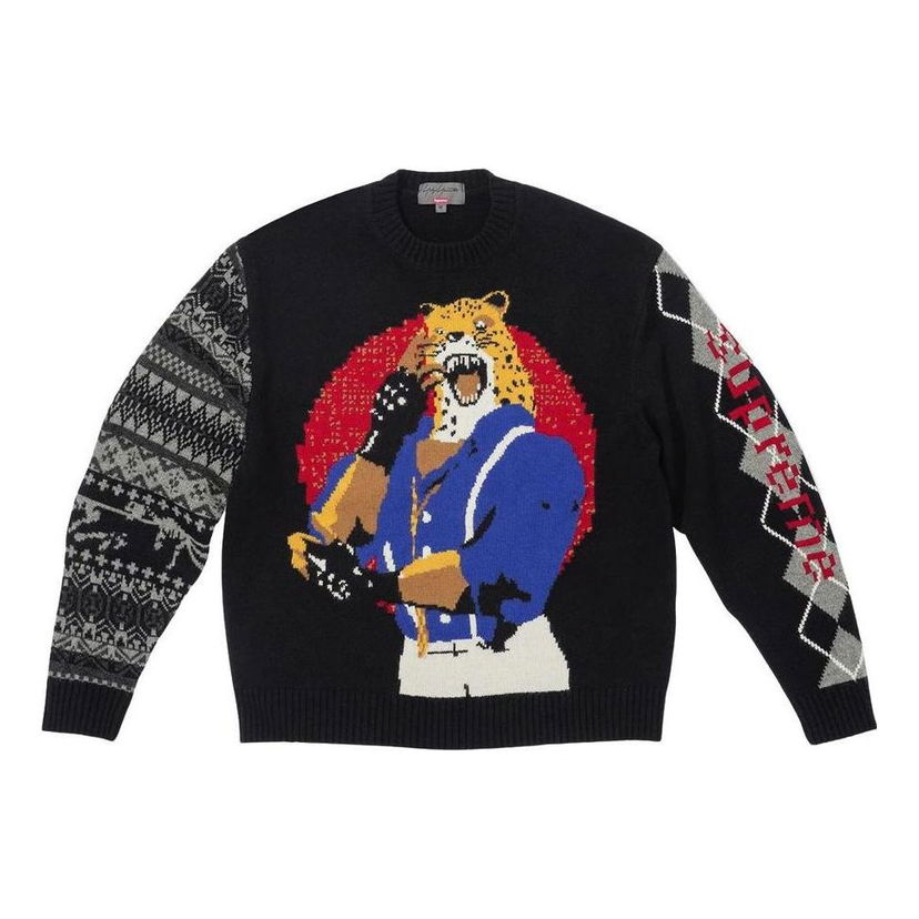 Sweater Supreme Yamamoto x TEKKEN Graphic Print Knit Sweater Sort | SUP-FW22-414