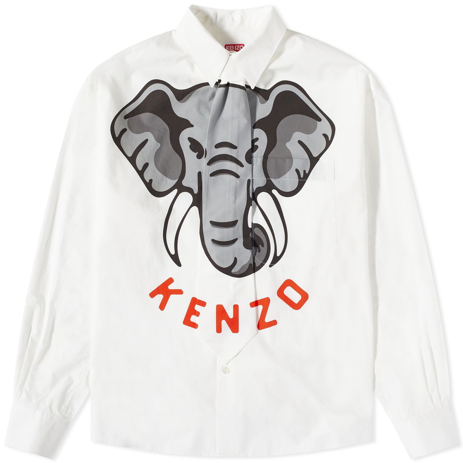 Skjorte KENZO Ken Zo Tie Casual Shirt Off White Hvid | FD55CH4219I4-02, 0