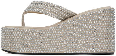 Tilbehør Coperni Coperni Crystal Embellished Wedge Sandals Beige | COPSH09455, 2