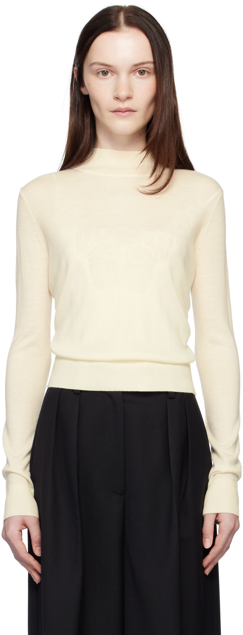 Sweater Anine Bing Anine Bing Monique Long Sleeve Sweater Beige | A-09-10130-IVY26