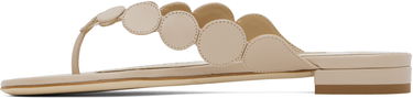 Tilbehør Manolo Blahnik Manolo Blahnik Nour Scalloped Thong Sandals Beige | 424-1837, 2