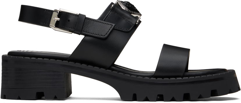 Sneakers og sko Versace Medusa Buckle Platform Block-Heel Sandals 80 mm Sort | 1015472_1A04174_1B00P