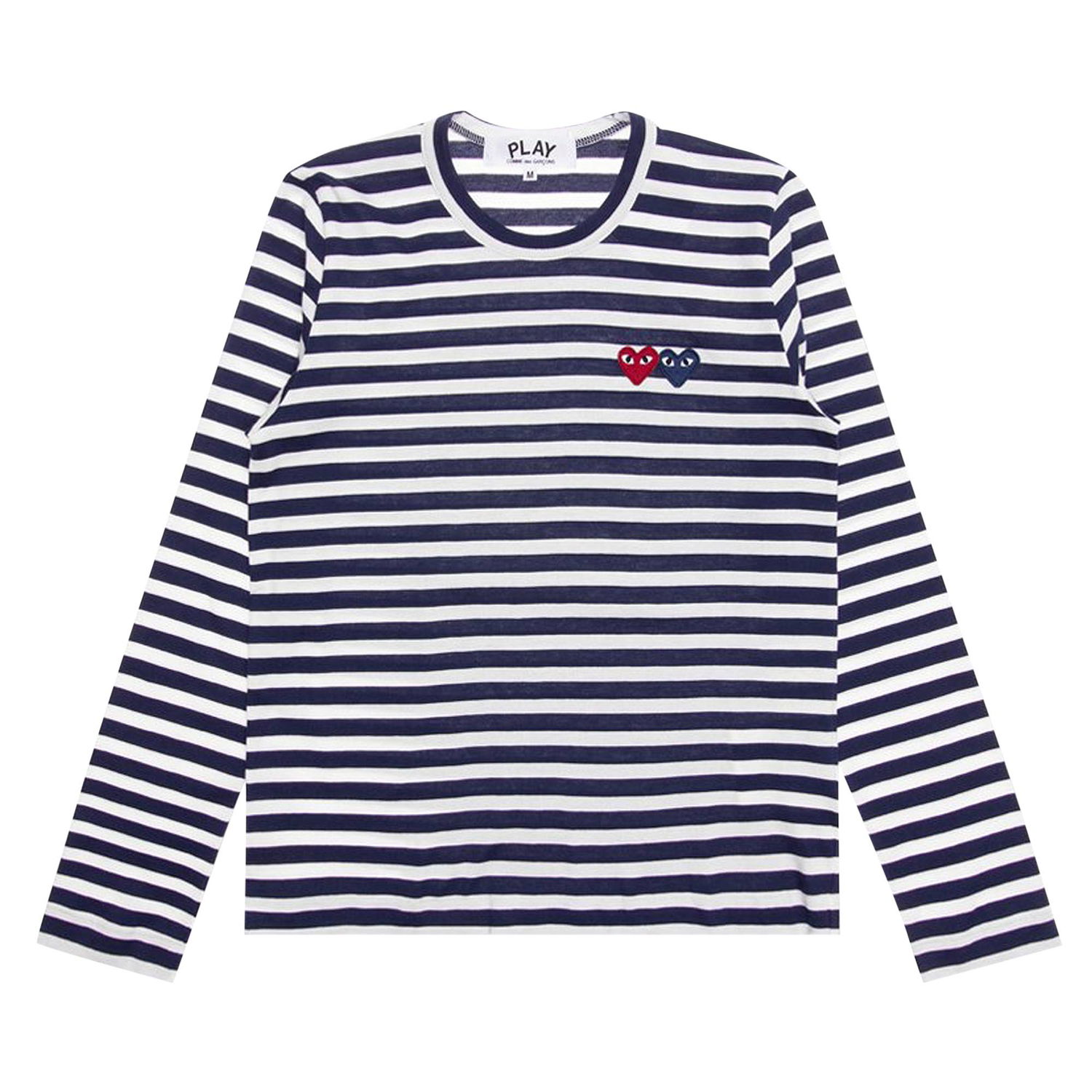 T-shirt Comme des Garçons PLAY Double Heart Striped Long-Sleeve T-Shirt Flerfarvet | AZ T227 051 1, 1