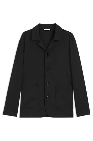 Jakke BOSS Relaxed Fit Virgin Wool Serge Overshirt Sort | 50545907, 0