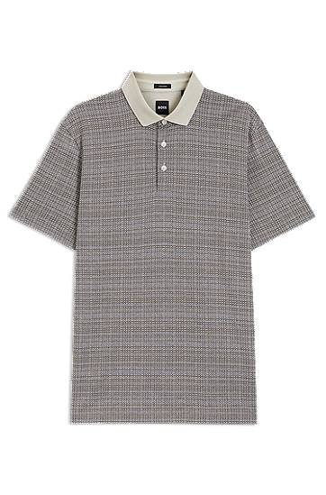 Polo skjorte BOSS Grid Pattern Mercerized Cotton Polo Shirt Beige | 50543402