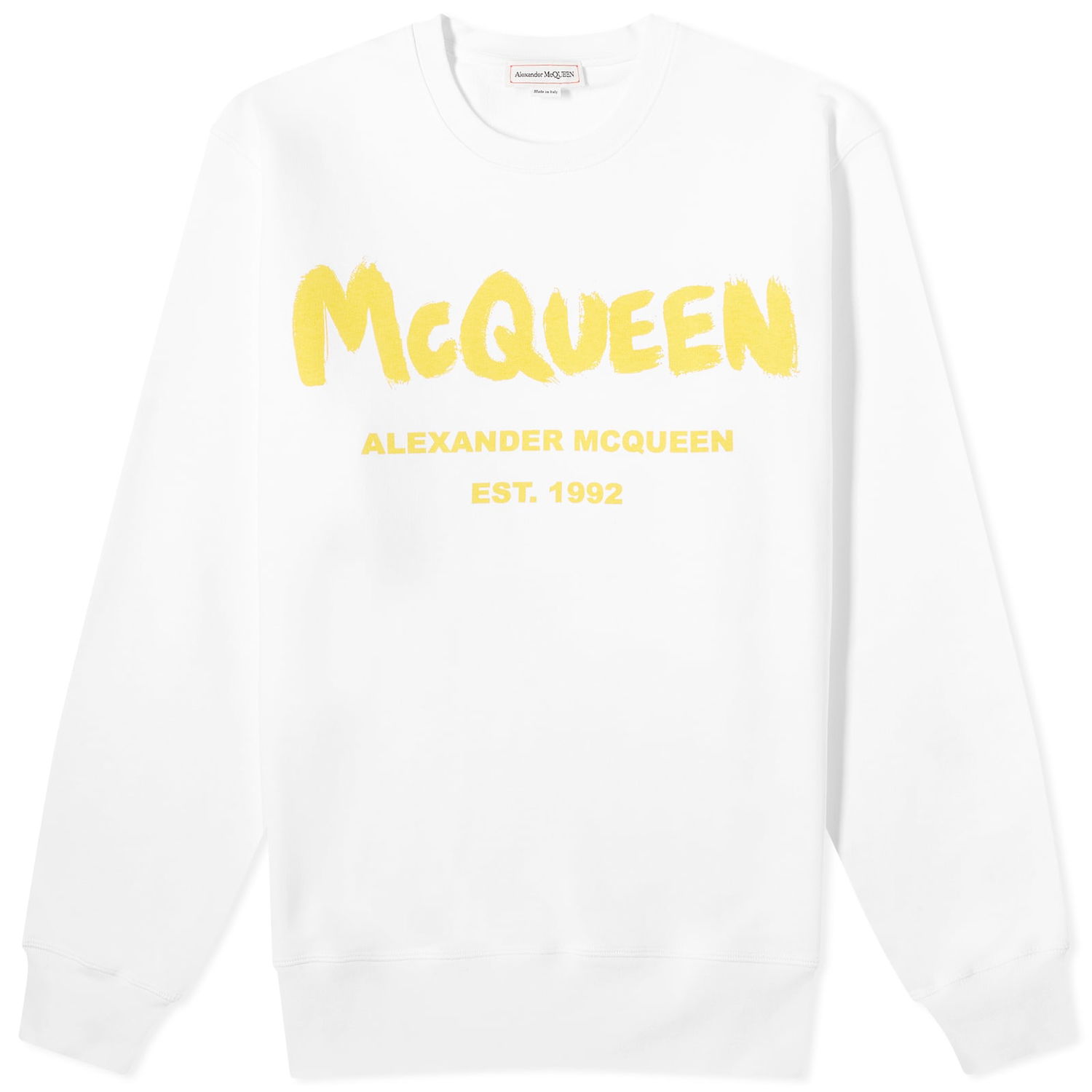 Sweater Alexander McQueen Graffiti Logo Crewneck Hvid | 688713QTAAB-0959, 0