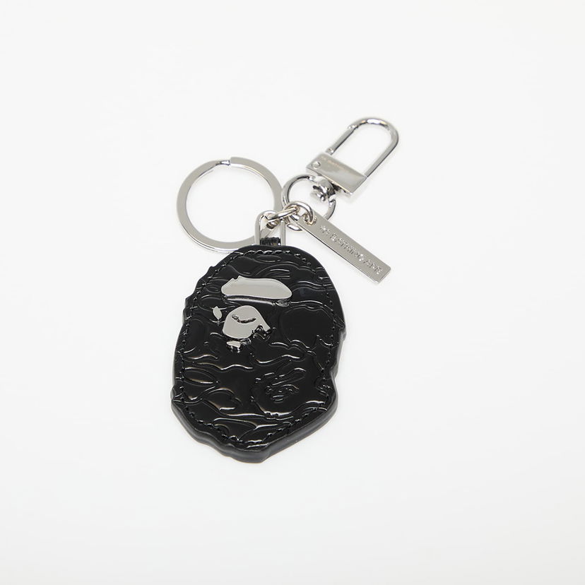 Nøgleringe BAPE A BATHING APE Ape Head Leather Keychain Sort | 001GDK301009MBLK