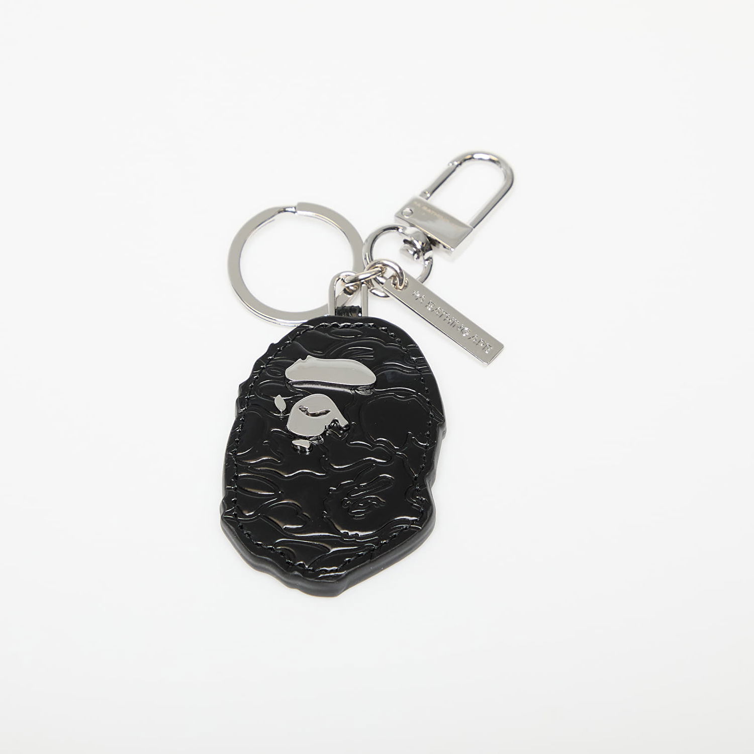 Nøgleringe BAPE A BATHING APE Ape Head Leather Keychain Sort | 001GDK301009MBLK, 0
