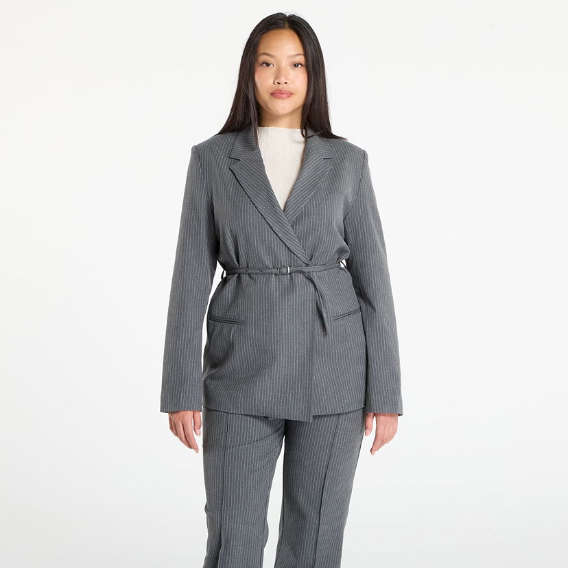 Jakke Samsoe Samsoe Samsøe Samsøe Salot Pinstripe Blazer with Belt Grå | F25300119_CLR002319