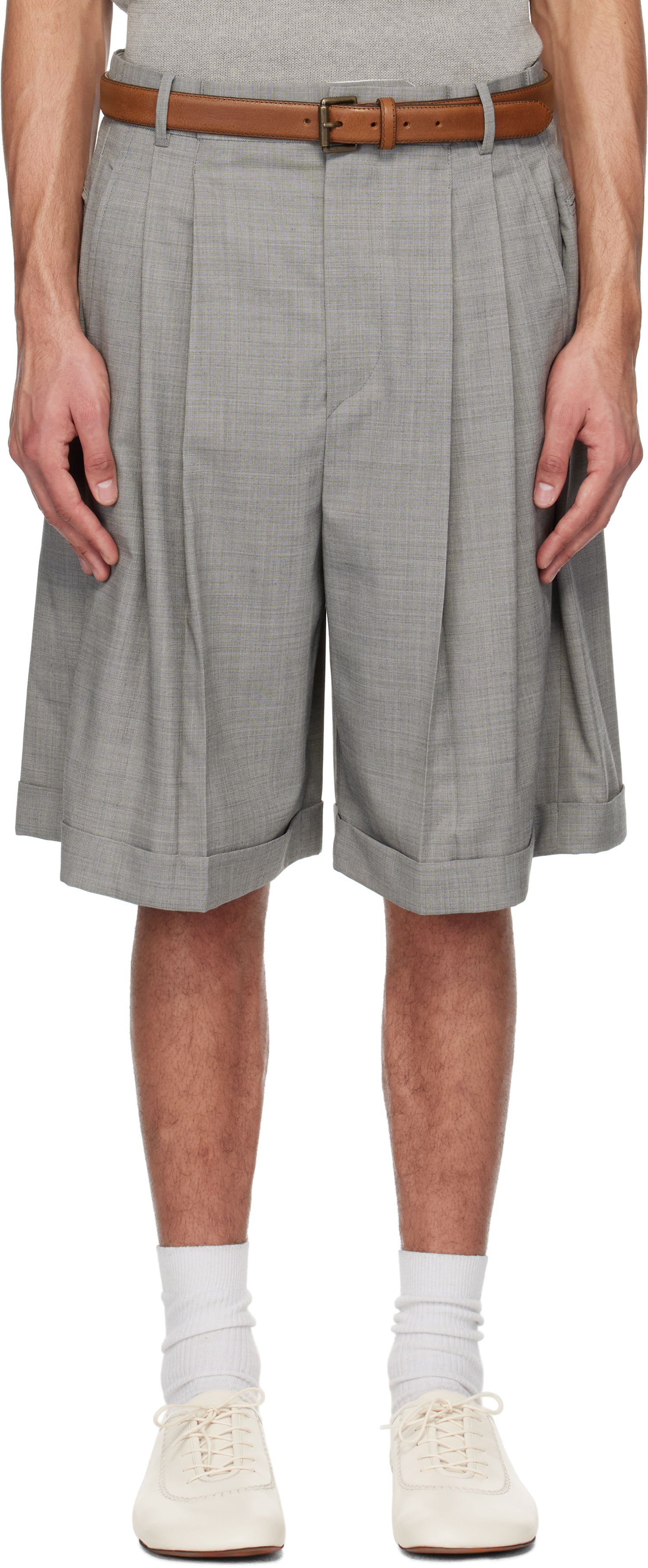 Shorts HED MAYNER Hed Mayner Pleated Shorts Grå | HMMA30024A-HA150, 0