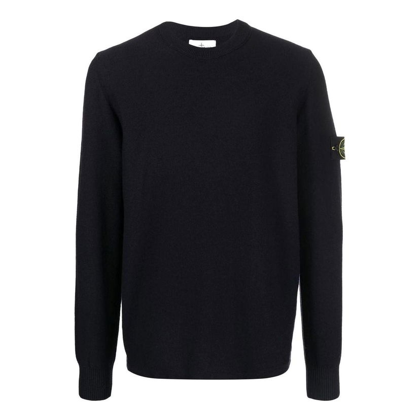 Sweater Stone Island Logo Patch Crewneck Sweatshirt Sort | 7715526A1-V0020