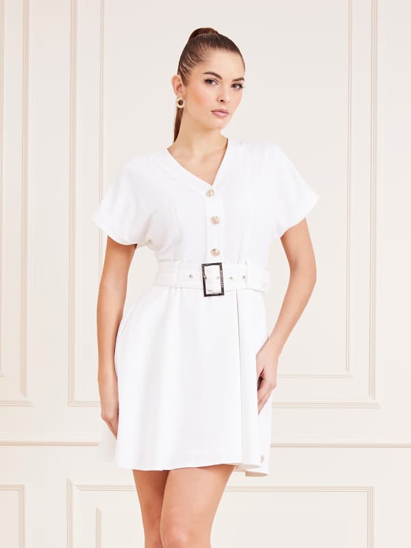 Kjole GUESS Marciano Marciano Belted Fit And Flare Mini Dress Hvid | 4GGK227068A, 0