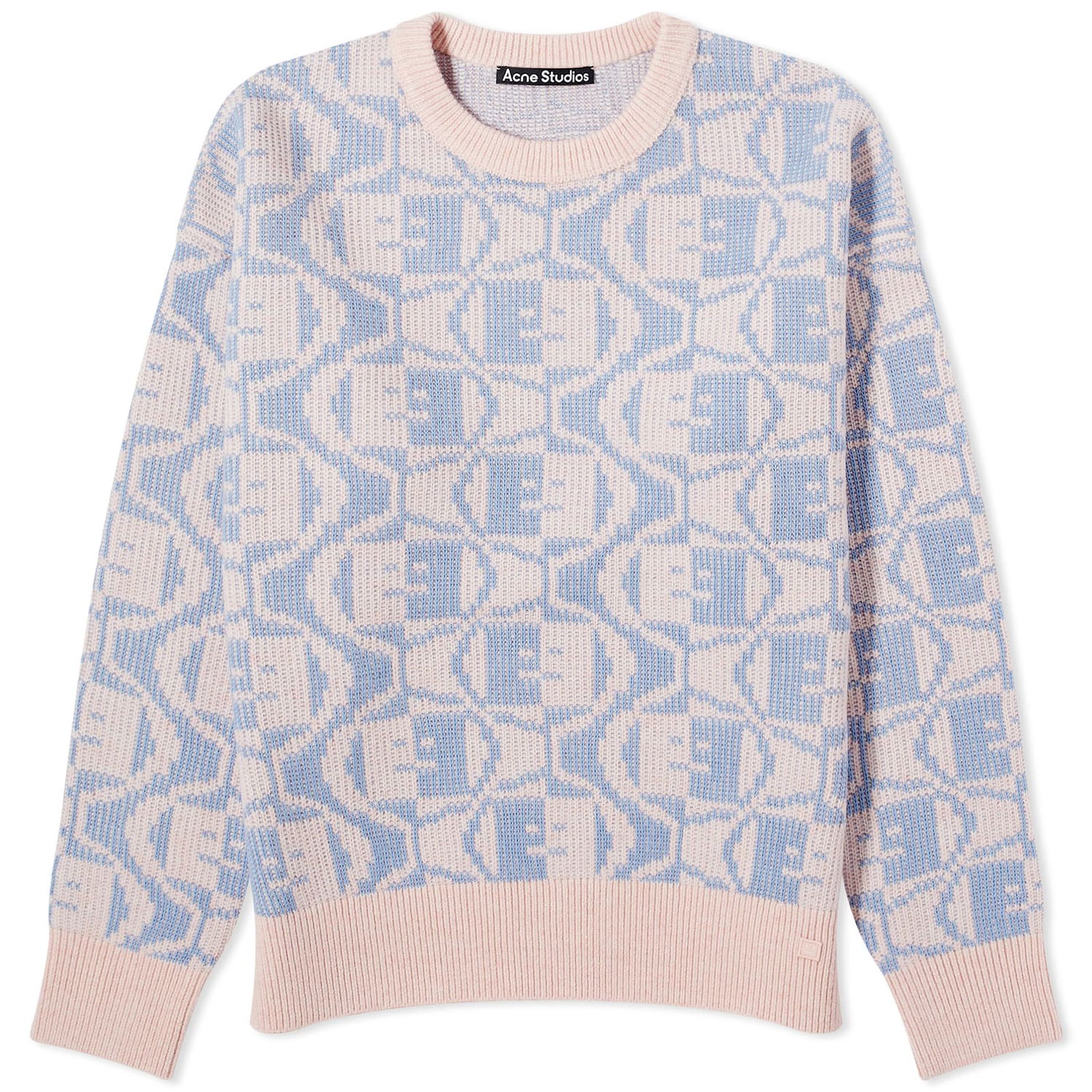 Sweater Acne Studios Katch 2 Tone Face Jumper "Faded Pink Melange/Light Blue" Lyserød | C60081-DLG, 0