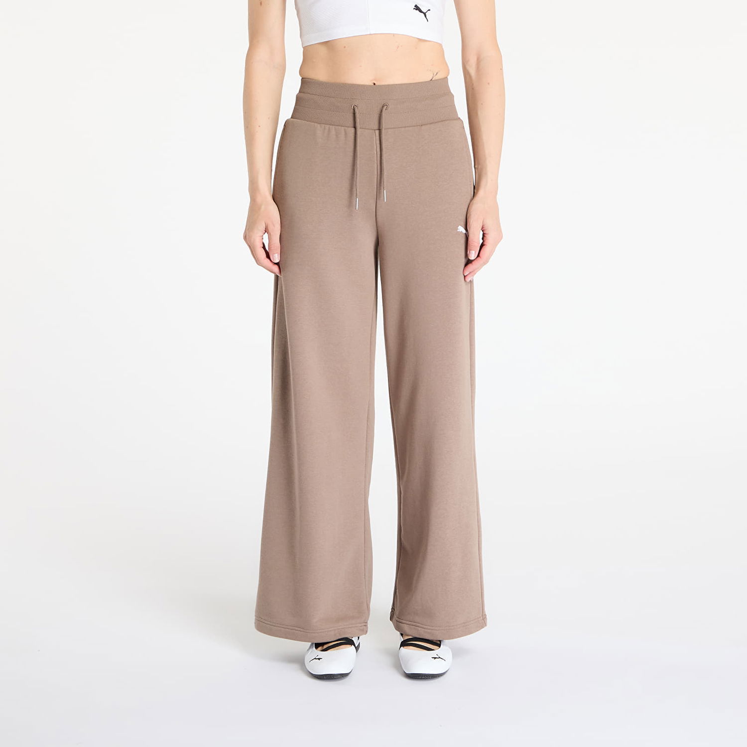 Bukser Puma Puma Wardrobe Essentials Relaxed Wide Leg Sweatpants Brun | 62975493, 0