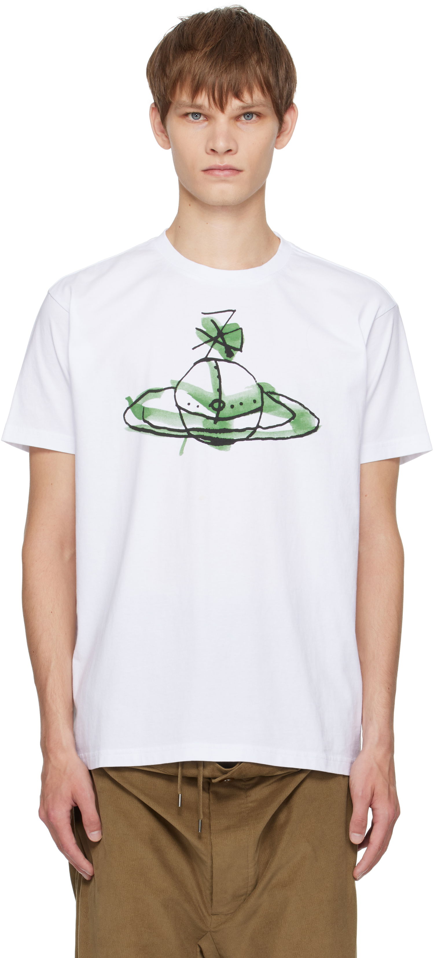 T-shirt Vivienne Westwood Vivienne Westwood Classic T-Shirt with Green Orb Print Hvid | 3G01003W-J001M-, 0