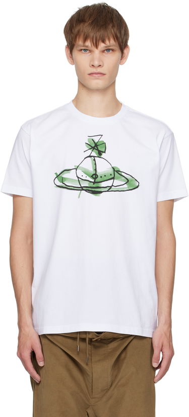 T-shirt Vivienne Westwood Vivienne Westwood Classic T-Shirt with Green Orb Print Hvid | 3G01003W-J001M-, 0