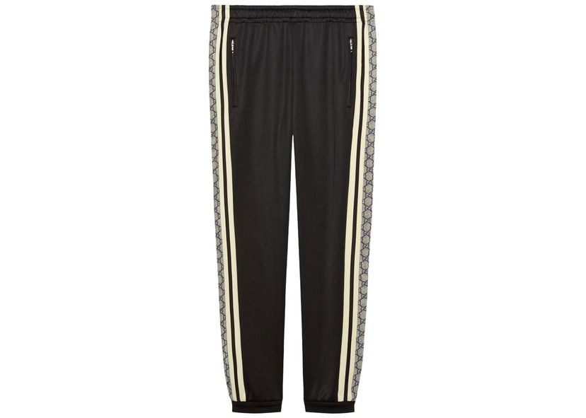 Bukser Gucci Oversize Technical Jersey Jogging Pant Black/Ivory Sort | 545603 XJAC0 1093