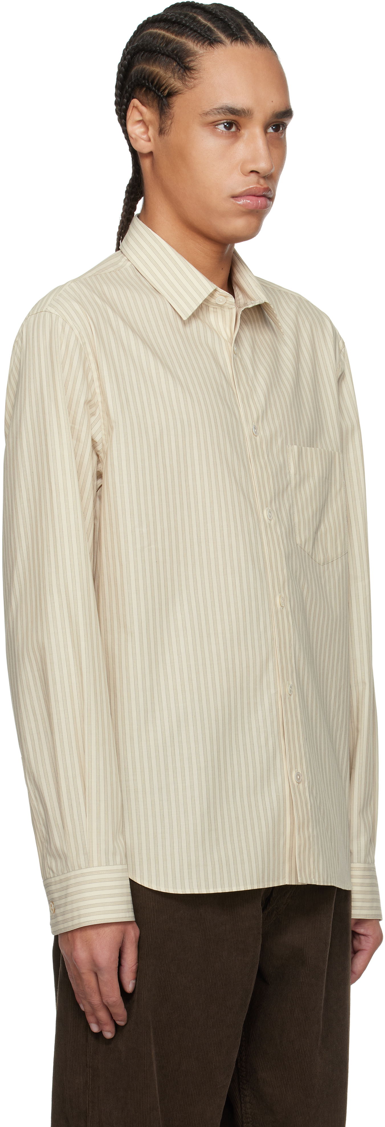 Skjorte The Row The Row Ashford Striped Shirt Beige | 851-W3585, 1