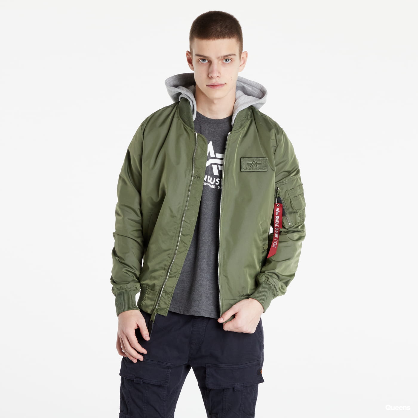 Bomberjakke Alpha Industries Bomber MA-1 TT Hood BP Grøn | 106103 01, 0